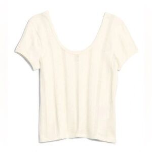 NWT Madewell Pointelle Ribbed Tee In Pearl Ivory